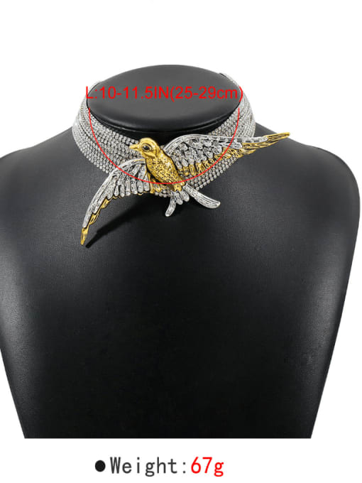 MeiDi-Jewelry Alloy  Rhinestone Owl Hip Hop Choker Necklace 3