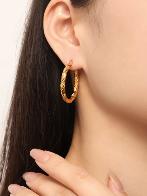 F1423 Gold Earrings Titanium Steel Geometric Minimalist Hoop Earring
