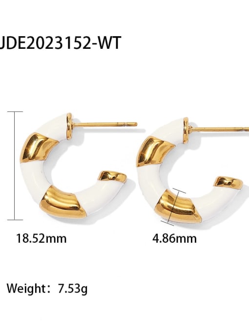 JDE2023152 WT Stainless steel Enamel Geometric Trend Hoop Earring