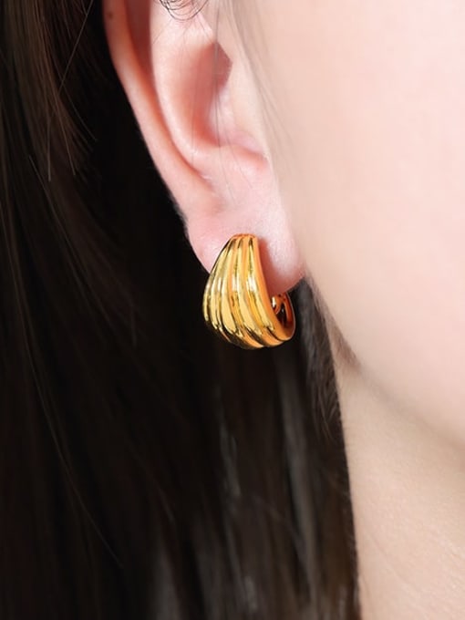 F1042 gold Titanium Steel Geometric Minimalist Huggie Earring