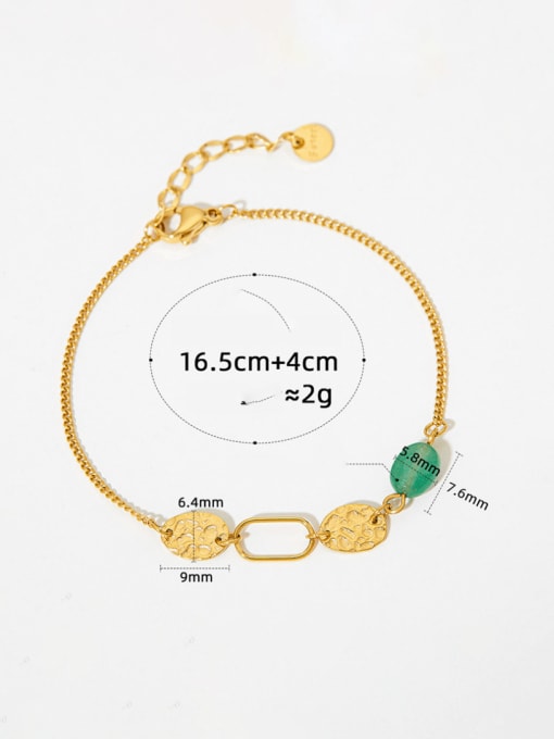 SAK918 Gold+Green Dongling Stainless steel Natural Stone Geometric Minimalist Link Bracelet
