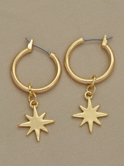 YAYACH European and American alloy KC gold coin awn star Diamond Earrings 3