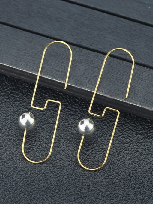 BELII Stainless steel Imitation Pearl Geometric Minimalist Hook Earring 1