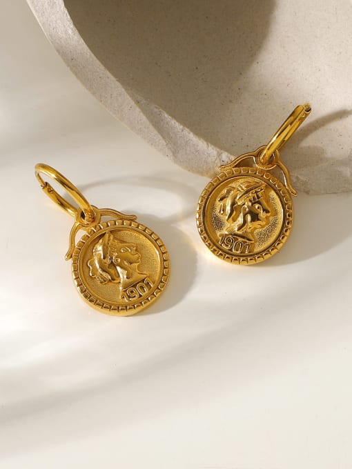 J&D Stainless steel Medallion Vintage Huggie Earring 3
