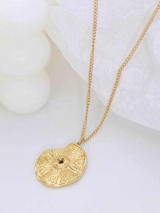 P501  gold necklace 40+ 5cm Titanium Steel Rhinestone Geometric Vintage Necklace