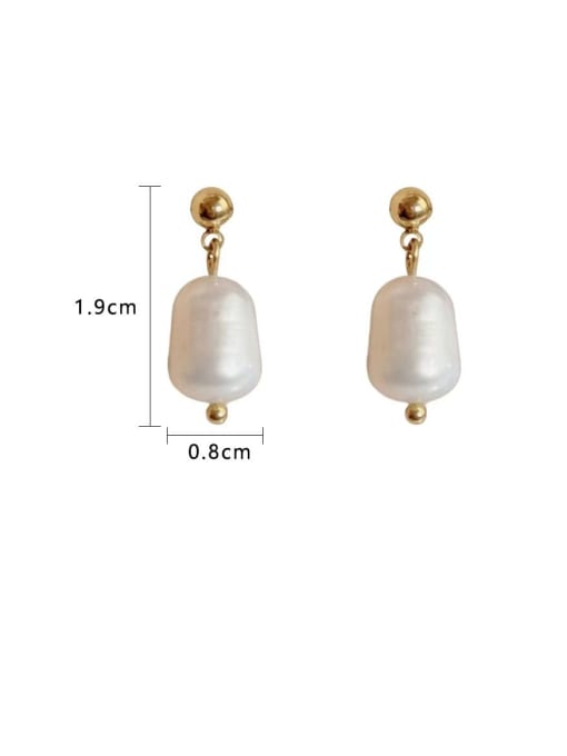 Clioro Stainless steel Freshwater Pearl Geometric Dainty Stud Earring 2