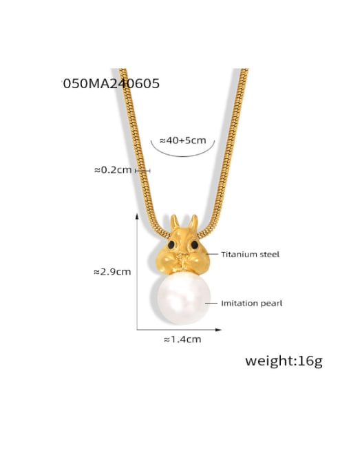 MAKA Titanium Steel Imitation Pearl Minimalist Rabbit  Earring and Necklace Set 3