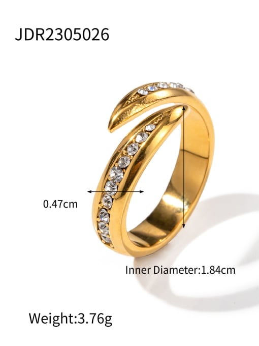 JDR2305026 Stainless steel Cubic Zirconia Geometric Dainty Band Ring