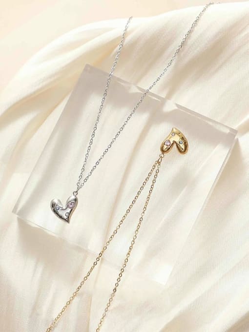 K.Love Titanium Steel Cubic Zirconia Heart Dainty Necklace 2