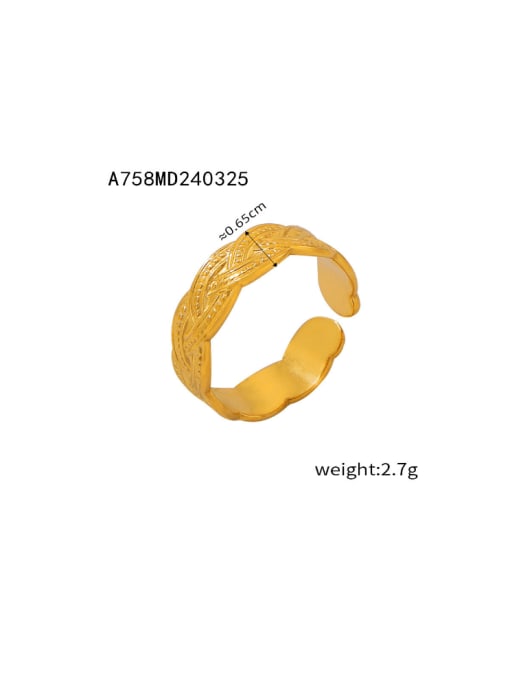 A758 Gold Ring Titanium Steel Geometric Hip Hop Band Ring