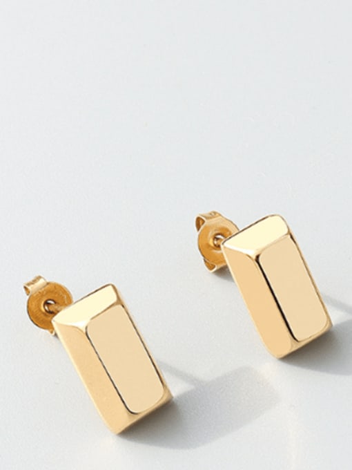 gold Titanium 316L Stainless Steel Smooth Geometric Minimalist Stud Earring with e-coated waterproof