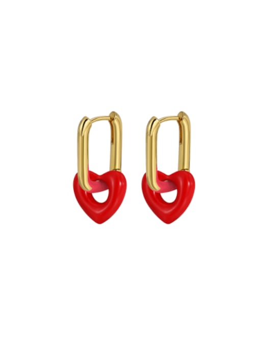 Clioro Brass Enamel Heart Minimalist Huggie Earring 0