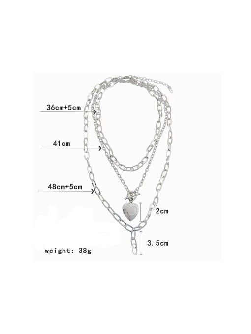 Clioro Stainless steel Heart Trend Multi Strand Necklace 4