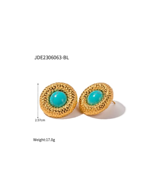 J&D Stainless steel Turquoise Round Vintage Stud Earring 3
