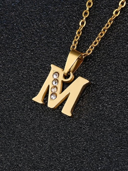 M Titanium Steel Cubic Zirconia Letter Minimalist Necklace