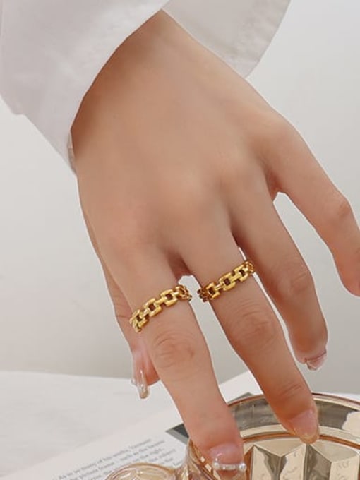 A346 gold ring Titanium Steel Geometric Minimalist Band Ring
