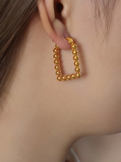 F1132 Gold Earrings Titanium Steel Bead Geometric Vintage Stud Earring