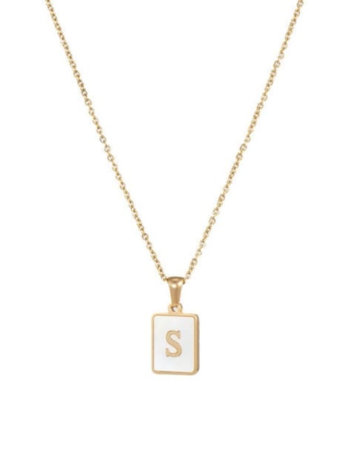 JDN201003 S Stainless steel Shell Message Trend Initials Necklace