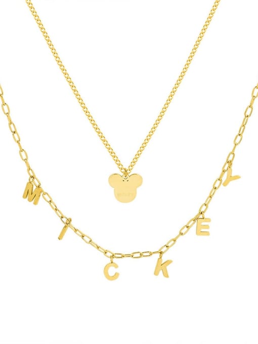 P087 gold necklace 37/39+ 5cm Titanium Steel Letter Minimalist Multi Strand Necklace
