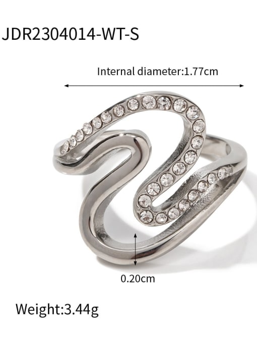 JDR2304014 WT S Stainless steel Cubic Zirconia Geometric Trend Band Ring