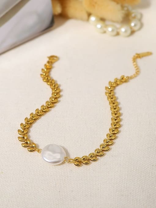 Wheat Ear Pearl Bracelet Gold Titanium Steel Imitation Pearl Wheatear Trend Tassel Necklace