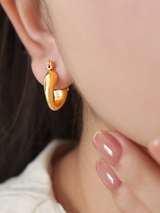 F924 Gold Earrings Titanium Steel Geometric Trend Stud Earring