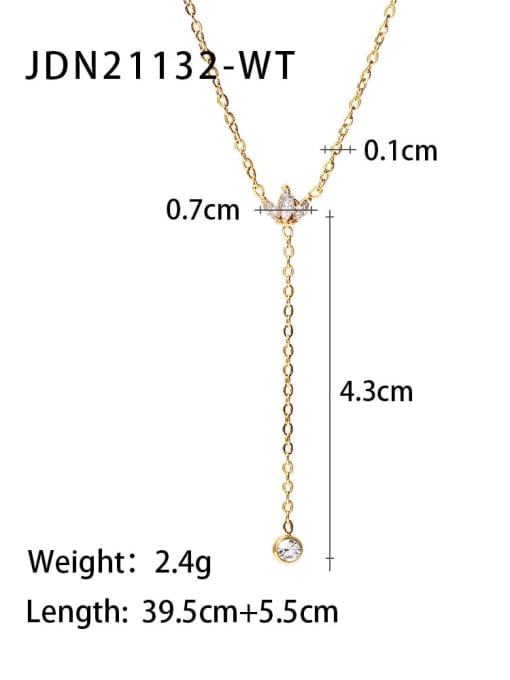 J&D Stainless steel Cubic Zirconia Geometric Dainty Lariat Necklace 2