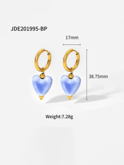 JDE201995 BP Stainless steel Enamel Heart Vintage Huggie Earring