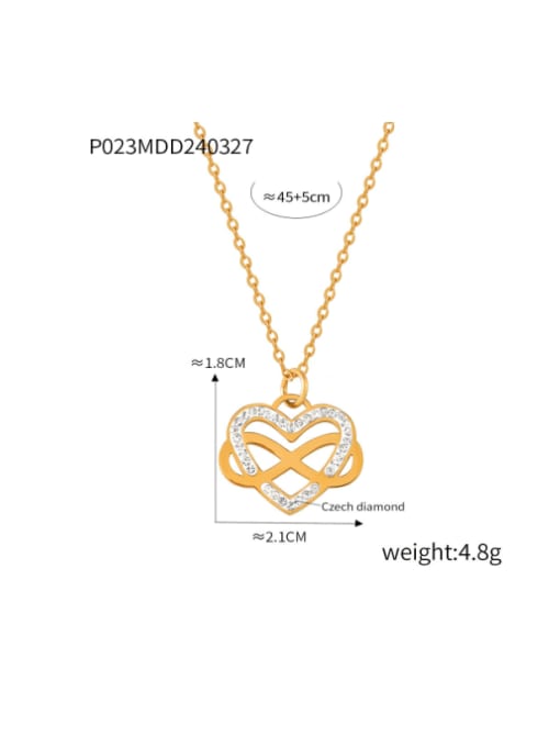 MDTXP023 Gold Necklace Titanium Steel Cubic Zirconia  Dainty Heart Bowknot Earring and Necklace Set