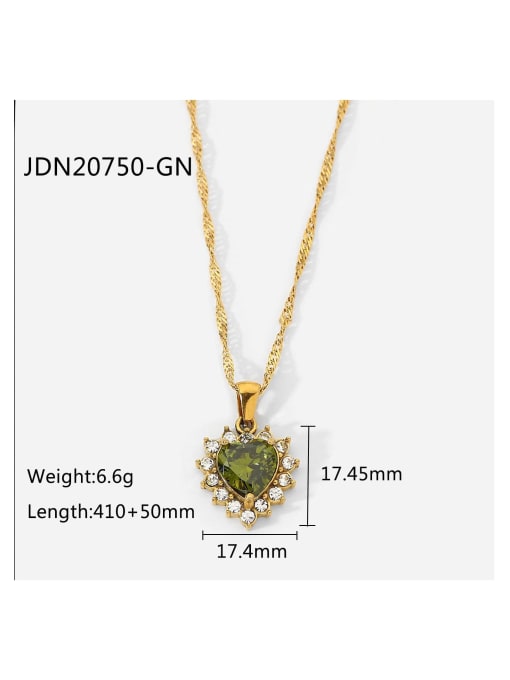 JDN20750 GN Stainless steel Cubic Zirconia Heart Statement Necklace