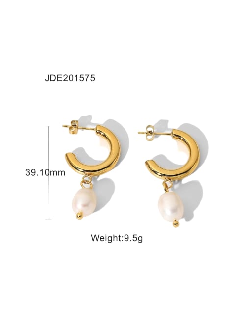 JDE201575 Stainless steel Freshwater Pearl Water Drop Trend Stud Earring