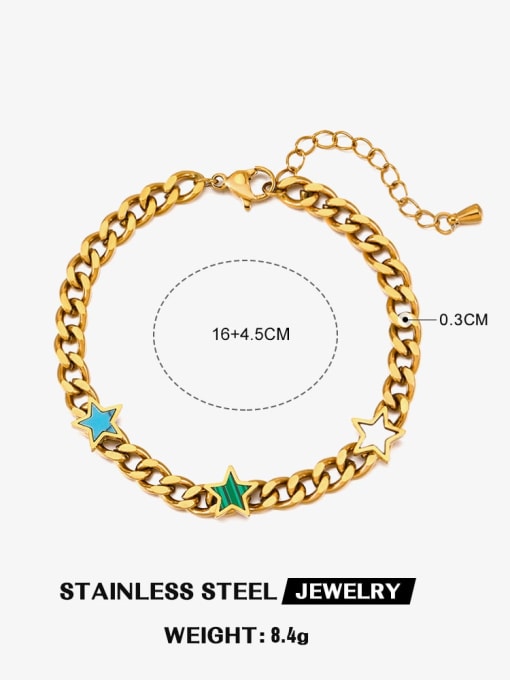 Five pointed star bracelet Stainless steel Enamel Heart Minimalist Bracelet