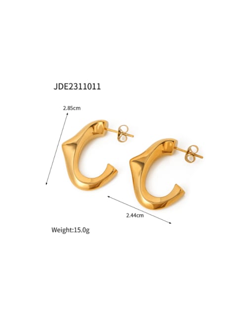 JDE2311011 gold Stainless steel Geometric Hip Hop Stud Earring