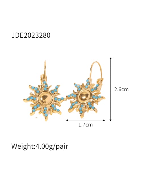 J&D Stainless steel Turquoise Irregular Hip Hop Huggie Earring 3