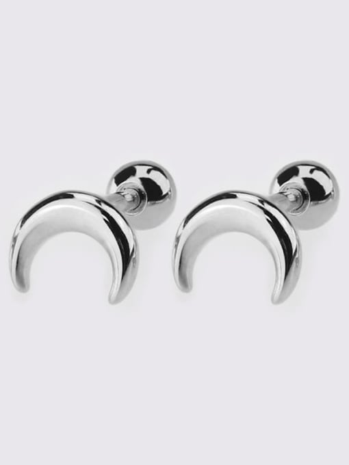 White steel Moon Earrings Brass Cubic Zirconia Heart Dainty Single Earring