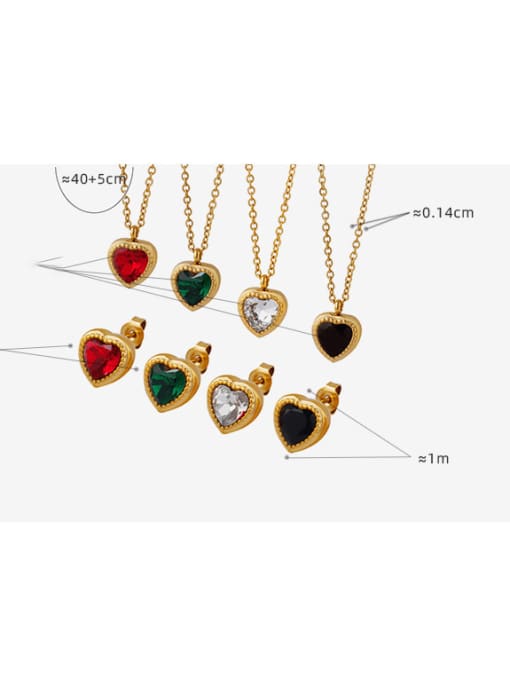 MAKA Titanium Steel Glass Stone Vintage Heart Earring and Necklace Set 4