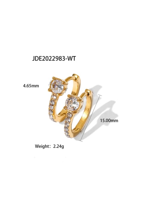 JDE2022983 WT Stainless steel Cubic Zirconia Geometric Trend Hoop Earring