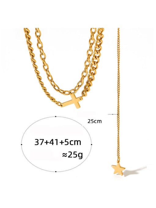 Clioro Stainless steel Cross Trend Multi Strand Necklace 3