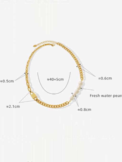 MAKA Titanium Steel Imitation Pearl Geometric Vintage Necklace 3