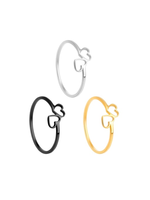 SM-Men's Jewelry Titanium Steel Hollow Heart Minimalist Band Ring 0