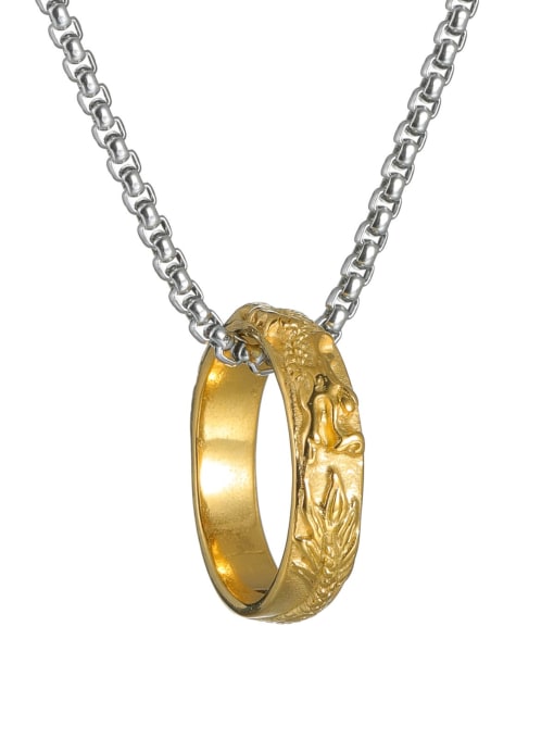 Golden pendant chain Titanium Steel Geometric Hip Hop Necklace