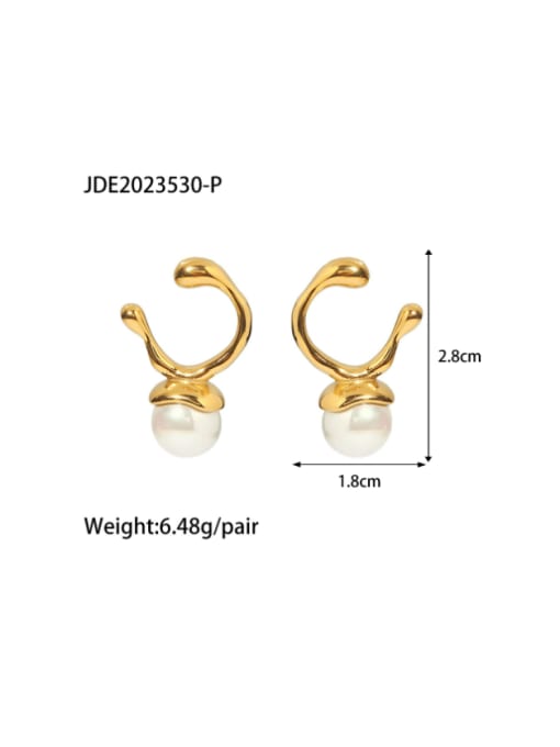 JDE2023530 P Stainless steel Imitation Pearl Geometric Vintage Hook Earring
