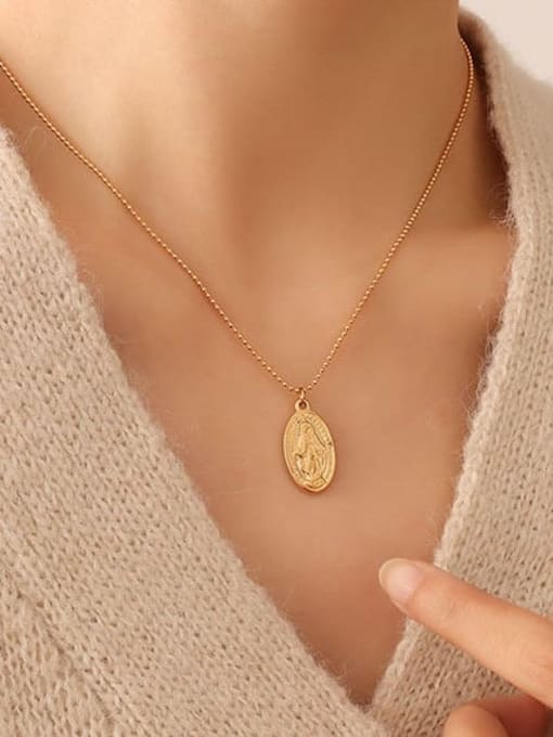 P496 gold necklace 40 +5cm Titanium Steel Geometric Vintage Necklace