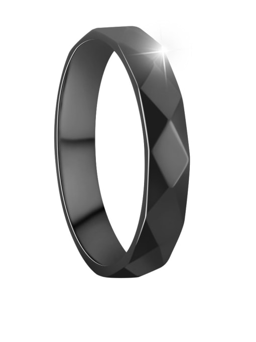 black Titanium Steel Geometric Hip Hop Band Ring