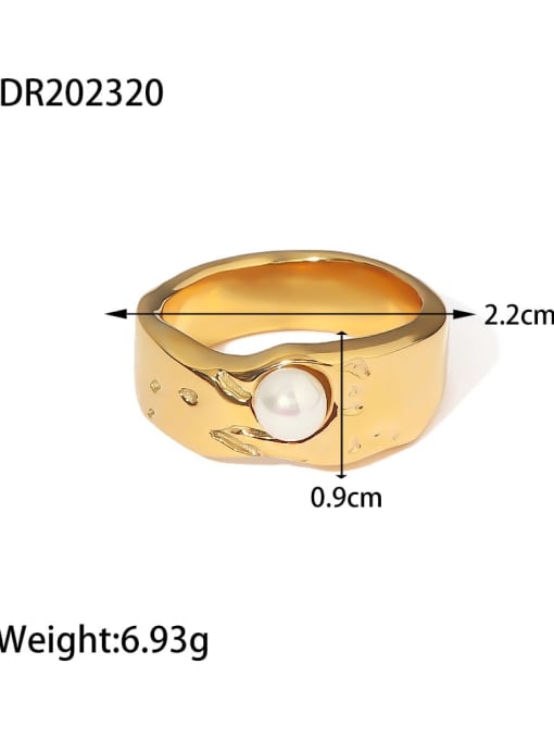 JDR202320 Stainless steel Imitation Pearl Geometric Hip Hop Band Ring