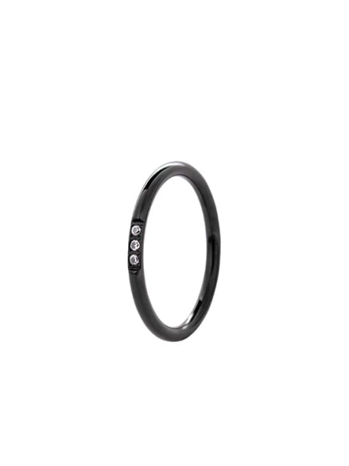 black Titanium Steel Rhinestone Geometric Minimalist Band Ring