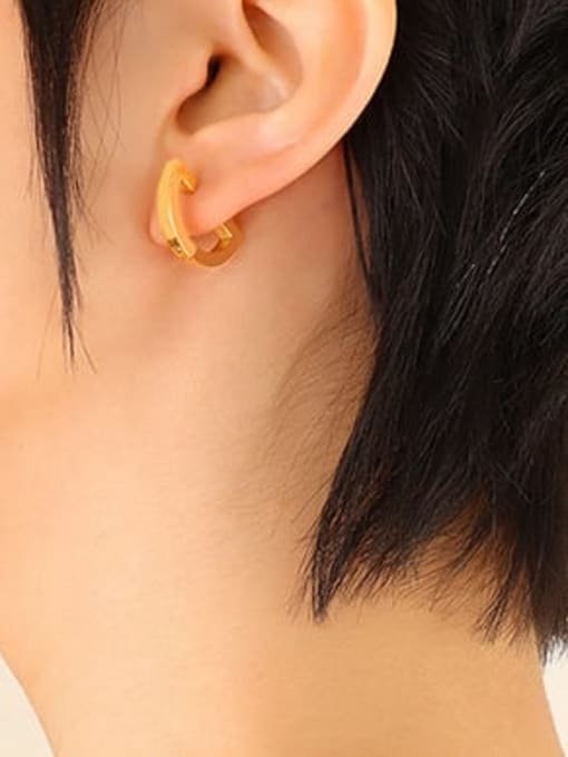 F623 gold large semicircle Earrings Titanium Steel Geometric Vintage Huggie Earring