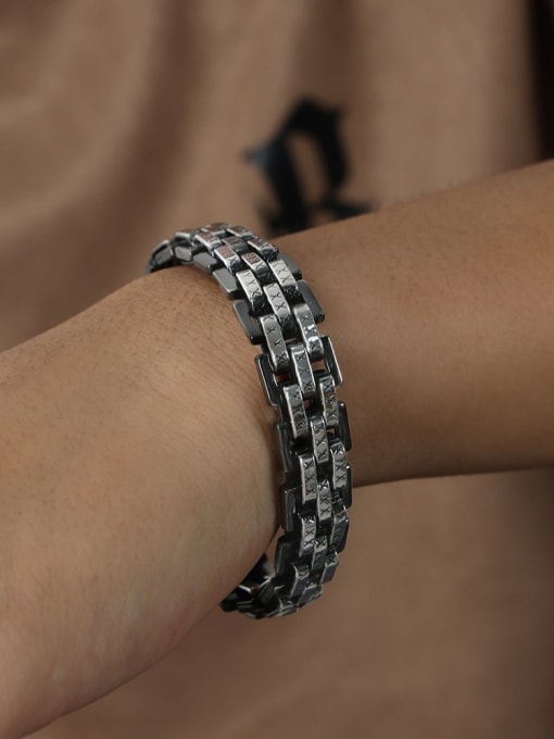 Steel Black X Texture Bracelet Titanium Steel Geometric Trend Link Bracelet