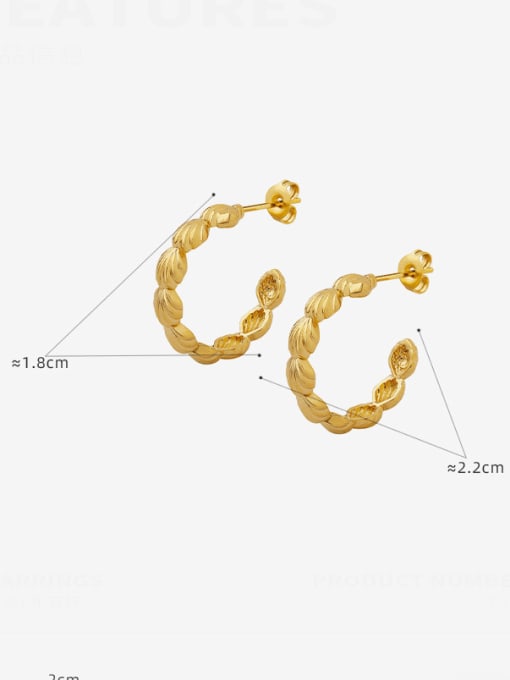 MAKA Brass Geometric Vintage  C Shape  Stud Earring 2