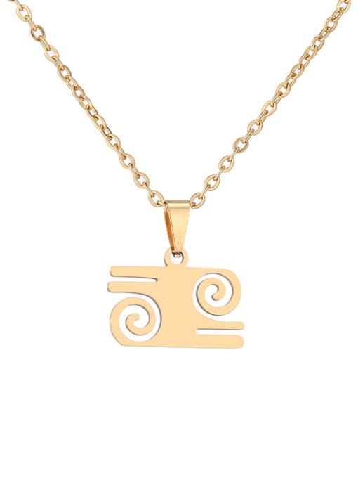 Golden D Stainless steel Irregular Ethnic African symbols Pendant  Necklace